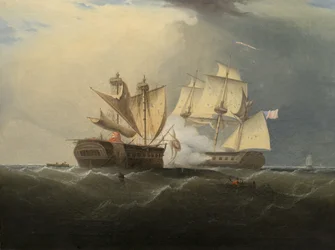 Captura del H.M.S. Macedonian por la fragata estadounidense United States, después de Thomas Birch, 1813