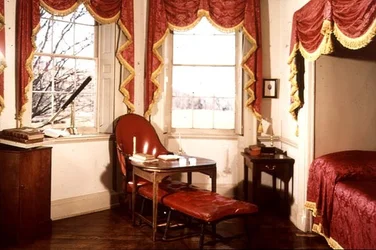 Chaise-longue y gabinete de almacenamiento de Monticello, hogar de Thomas Jefferson, finales del siglo XVIII