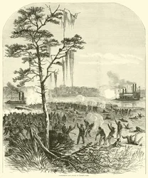Ataque terrestre confederado a la flota de Porter, abril de 1864