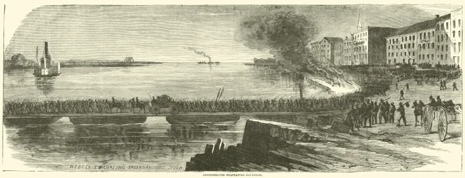 Confederados evacuando Savannah, diciembre 1864