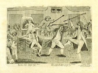 Pugilistas del Congreso: Griswold y Lyon, en el Salón del Congreso, Filadelfia, PA