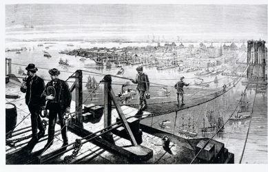 Construcción del Puente de Brooklyn, Nueva York