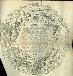 Mapa desplegable del ciclorama detallando la Historia de la Gran Rebelión, c.1870