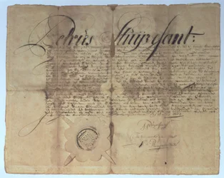 Escritura firmada por Peter Stuyvesant, Director General de Nueva Holanda, 15 de mayo de 1664