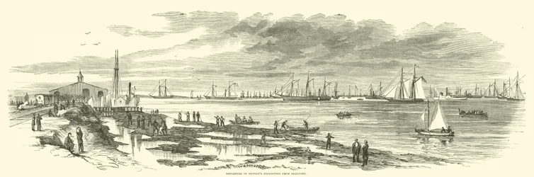 Partida de la expedición de Dupont desde Beaufort, enero 1863