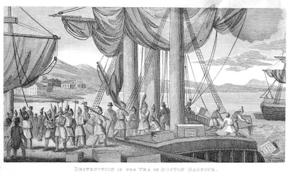 Destrucción del té en el puerto de Boston en 1773