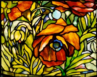 (detalle) de una lámpara de pie "Amapola Oriental", Tiffany Studios, 1902