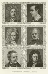Autores ingleses distinguidos, Joseph Addison, Oliver Goldsmith, Daniel Defoe, W S Landor, Thomas De Quincey, Richard Steele