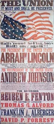 Póster de campaña electoral de Abraham Lincoln para presidente y Andrew Johnson para vicepresidente