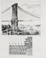 Elevación de una torre del Puente de Brooklyn, Nueva York