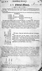Dinero Federal, página de La Aritmética del Escolar 6ª Edición, por Daniel Adams, publicado por N.H.Keene, 1810