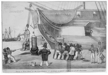 Fijando un cabeza hueca a la Constitución, o, Poniendo una verruga en la nariz del viejo Ironsides, c.1832