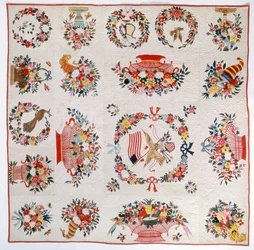 Colcha de Bandera y Flor, c.1860