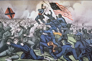 El asalto al Fuerte Wagner por el 54º Regimiento de Massachusetts (de color)