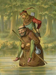 Fraile Tuck lleva a Robin Hood sobre el agua