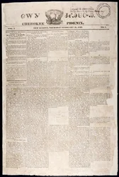 Primera página del Cherokee Phoenix, 21 de febrero de 1828