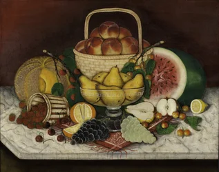 Fruta sobre mármol, 1865