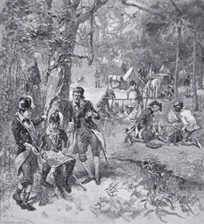 General Francis Marion en el campamento