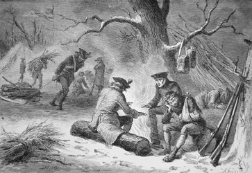 Soldados de George Washington en Valley Forge, invierno 1777-78