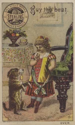 Niña enseñando a un perro a mendigar