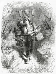 Yendo a la tienda, ilustración para una historia destacada, Una comunidad de marginados, de Appletons Journal, 23 de marzo de 1872