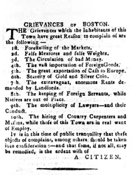 Quejas de Boston, carta publicada en el Boston Gazette, 4 de abril de 1786