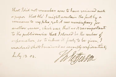 Caligrafía y firma de Thomas Jefferson, 1803