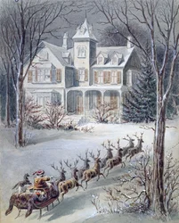 Ilustración de Twas the Night Before Christmas, escrito por el profesor Clement Clarke Moore (1779-1863)