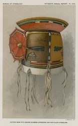 Máscara Katcina con apéndice de flor de calabaza y simbolismo de nube de lluvia