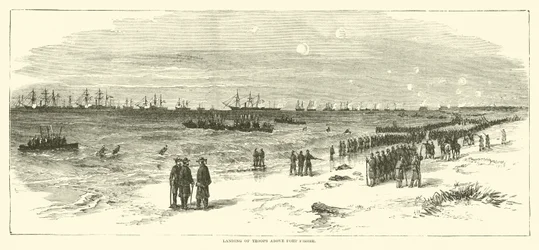 Desembarco de tropas sobre Fort Fisher, enero 1865