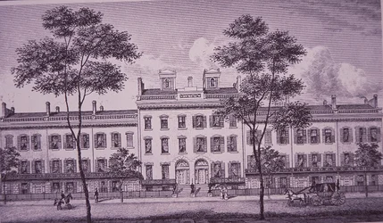 LeRoy Place en 1831, parte de lo que ahora es Bleecker Street en Greenwich Village (grabado)