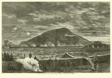 Lookout Mountain, desde las obras federales en Chattanooga Creek, noviembre de 1863