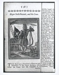 Mayor Stepe Bonnet, página 38 de Historias y vidas de todos los piratas más notorios y sus tripulaciones, Londres, 1725