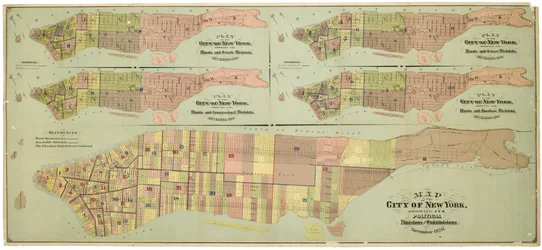 Mapa de la ciudad de Nueva York, mostrando sus divisiones políticas y subdivisiones
