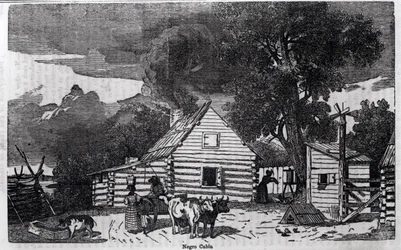 Cabaña de personas negras, de «Una descripción pictórica de los Estados Unidos», por Sear