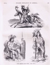 Tipos de Indios Norteamericanos (1640s), ilustración de la Historia de los Estados Unidos de Cassell publicada por Petter & Galpin c.1890