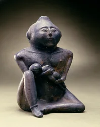 Botella de efigie de madre lactante, Cultura Cahokia, Período Misisipiano, 1200-1400