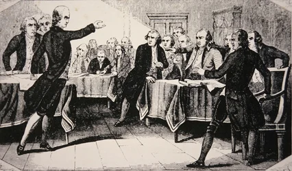 Patrick Henry ante la Asamblea de Virginia en marzo de 1775