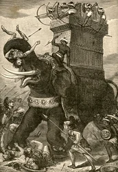 Elefante de guerra persa en batalla