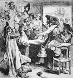 Piratas festejando en Charleston