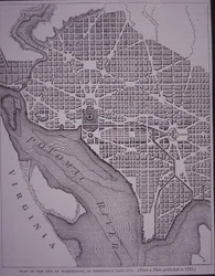 Plano de la ciudad de Washington DC diseñado por el Mayor Pierre Charles L