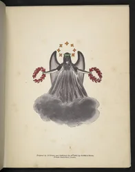 Lámina 1. Un ángel oscuro. Spectropia; o sorprendentes ilusiones espectrales que muestran fantasmas por todas partes y de cualquier color, etc., serie 1. J.H. Brown, 1864