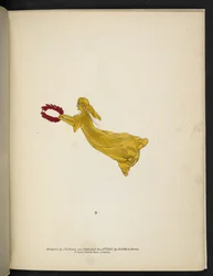Lámina 9. Figura amarilla sosteniendo una corona roja.  espectropia; o Sorprendentes ilusiones espectrales que muestran fantasmas por todas partes, y de cualquier color, etc. ser. 1.  J H. Marrón  1864