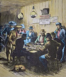 Jugando al Faro en un salón en Cheyenne, Wyoming, c.1870