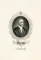 Retrato de Sam Houston con vista de la ciudad, c. 1855-c. 1860