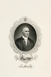 Retrato de Sam Houston con vista de la ciudad, c. 1855-c. 1860