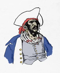 Retrato de un pirata. “Book of pirates Buccaneers and Marooners of the Spanish Main” de Howard Pyle (1853 - 1911), ilustrador estadounidense. 1887