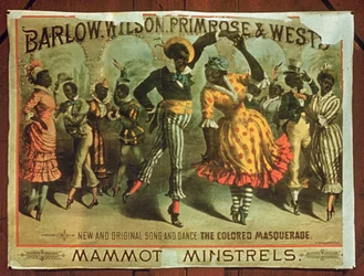 Póster publicitario de Barlow, Wilson, Primrose y Wests Mammot Minstrels Colored Masquerade
