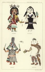 Powamu, So Wuqti, Masauu, Eototo (litografía en color)