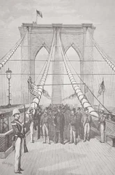 El presidente Chester A. Arthur en la ceremonia de apertura del nuevo Puente de Brooklyn, 24 de mayo de 1883